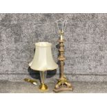 Tall resin based table lamp together with a glass based & brass effect table lamp with shade