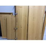 Light Oak triple door wardrobe with mirror centre & matching double door wardrobe (currently flat