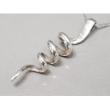 925 corkscrew silver pendant on silver chain, 8.5g