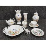 10x pieces of Aynsley china includes vases, cup & saucer, pig ornament etc