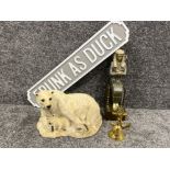 Miscellaneous items including polar bears and brass bell