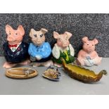 4x Wade Nat West pig money banks all with original stoppers plus 3 Wade trinket dishes