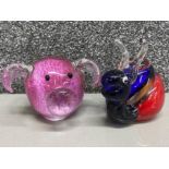 2x glass animal ornaments - pig & snail both part of the Juliana collection (objets d’art) both with