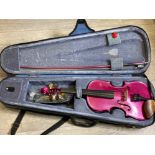 Teller German ‘Harlequin’ violin with bow in carry case - metallic purple
