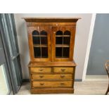 Lovely faded mahogany 4 drawer chest with double glazed door bookcase top, 110x45.5cm, height 173