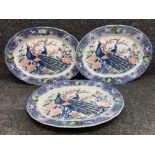 Three meat plates depicting peacocks by Topimpex