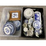Two boxes of willow pattern china by Hornsea, Barretts of Staffordshire, Royal Winton etc