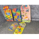 5x vintage bagatelle games - tin & plastic including safari park, pot luck etc