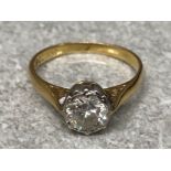 An 18ct yellow gold and diamond solitaire ring approx .75ct size J 2.1g gross