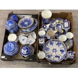 Two boxes of Ringtons blue and white china including ginger jars tea caddies etc