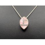 Silver 925 pink enamel pendant chain