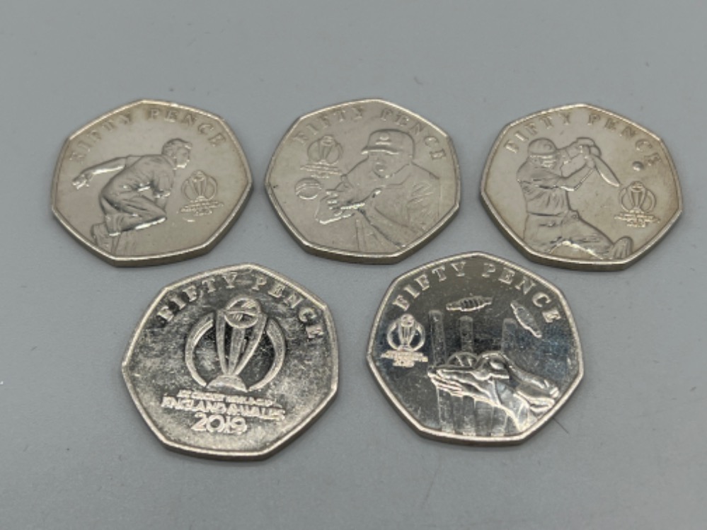 Coins set of 5 50p coins cricket World Cup England and Wales