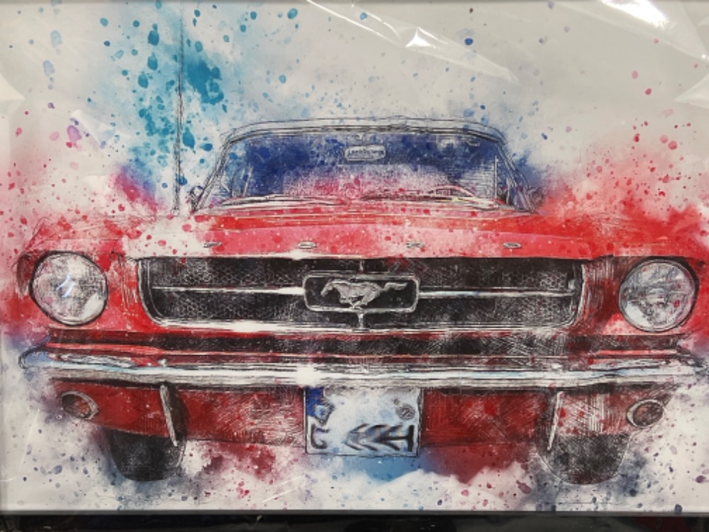 4 x framed car prints including Mustang - Image 3 of 3