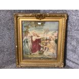 A Victorian wool work picture worked by Dorothy Walker dated 1875 in gilt gesso frame 81 x 70cm