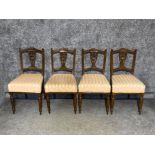 Set of 4 Edwardian carved mahogany dining chairs