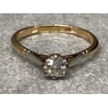 An 18ct yellow gold and diamond solitaire ring, old European cut, approx .3ct size P 1/2 2.2g gross