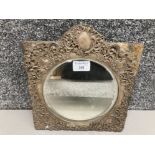 An early 20th century silver mounted bevelled mirror 29cm high SAS