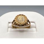 9ct gold coin set ring. 2.1g size J1/2