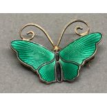 David Anderson sterling silver and green enamel butterfly brooch 4g gross