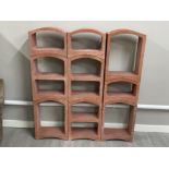 9 piece 12 section terracotta stackable wine racks