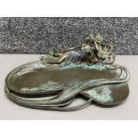 Art Nouveau filled spelter dish with decorative lady figure design