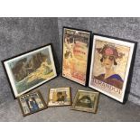 Three large colour print opera posters and three smaller