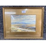 A watercolour by M F Dixon Moor landscape signed and inscribed 16.5 x 24cm