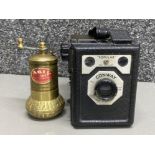 Vintage brass Turkish “Asil Ticaret” coffee/spice/pepper mill grinder together with a vintage Conway