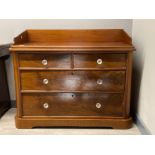 Oak 4 drawer chest with crystal effect handles, 51x110cm, height 92cm