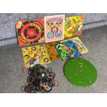 Total of 8 vintage Hoop-La game boards plus a large quantity of game rings