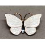 Volmer Bahner sterling silver and white enamel butterfly brooch 3.8g gross