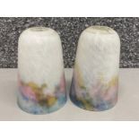 Muller Fres Luneville pair of mottled glass shades 13.5cm high