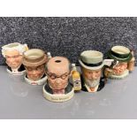 5 Royal Doulton special limited edition Whiskey promotional character jugs