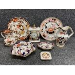 Masons Ironstone Mandalay pattern mantle clocks, plates and jugs etc