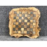 Handmade driftwood chess board