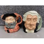 2 Royal Doulton large Toby jugs includes The Lawyer (D6498) and Falstaff (D6287)