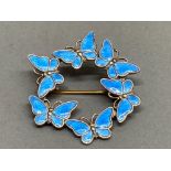 S Christian sterling silver and blue enamel for Volmer Bahner butterfly brooch 8.7g gross
