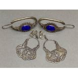 2 pairs of Egyptian silver earrings, 31.6g