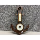 Vintage Mahogany barometer (Baromaster) in a ship anchor design