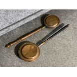 2 antique copper bed warming pans