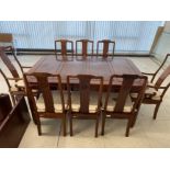 Extending mahogany dining table & 8 chairs, includes 2x leaves