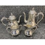 A silver plated four piece tea set