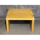 Solid light oak square shaped coffee table