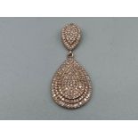 9ct Rose gold diamond drop pendant 4.4g