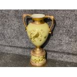 Large Rubian art pottery ceramic twin handled urn on plinth base, height 55cm
