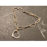 Silver 925 chain link bracelet & heart shaped pendant, 8.8g