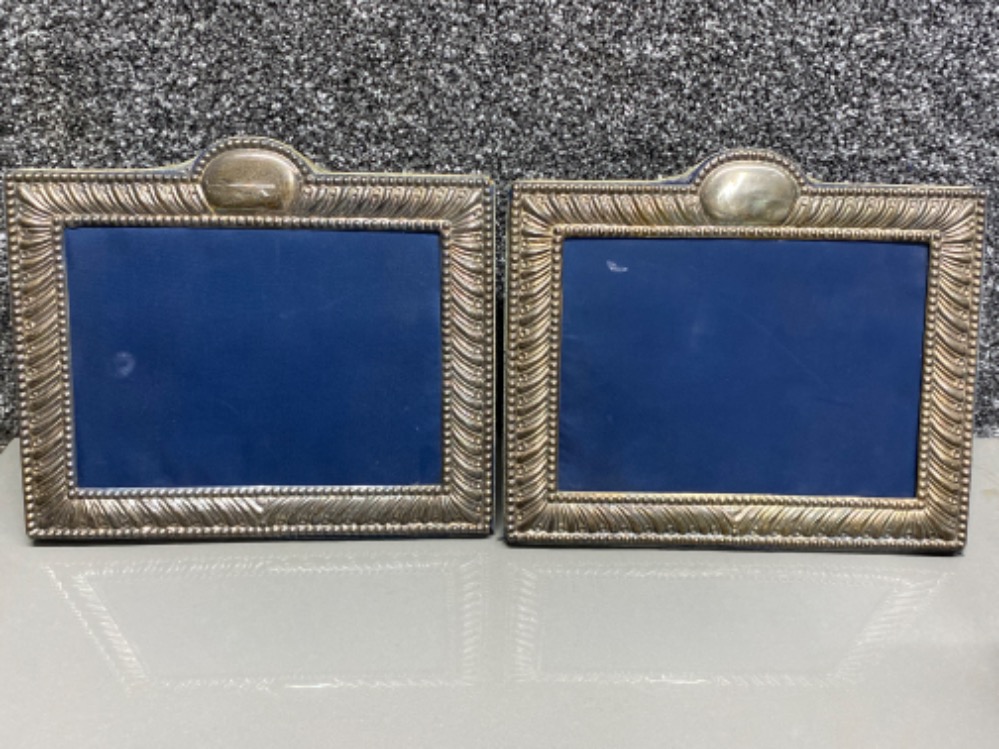 Pair of silver hallmarked rectangular picture frames, 24x21cm