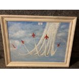 An oil painting of the red arrows