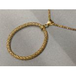Large Silver (925) gilt necklace & hoop pendant, 9g
