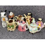 8x Tony Wood ‘Staffordshire’ figured teapots